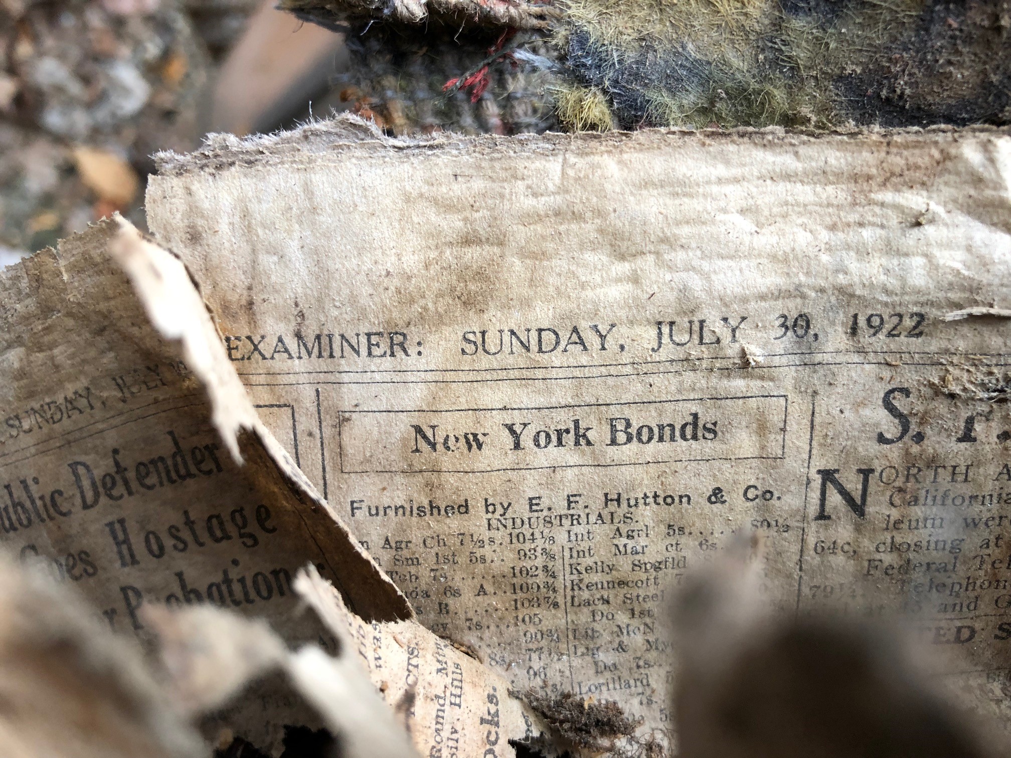 1922 newspaper in degrading condition