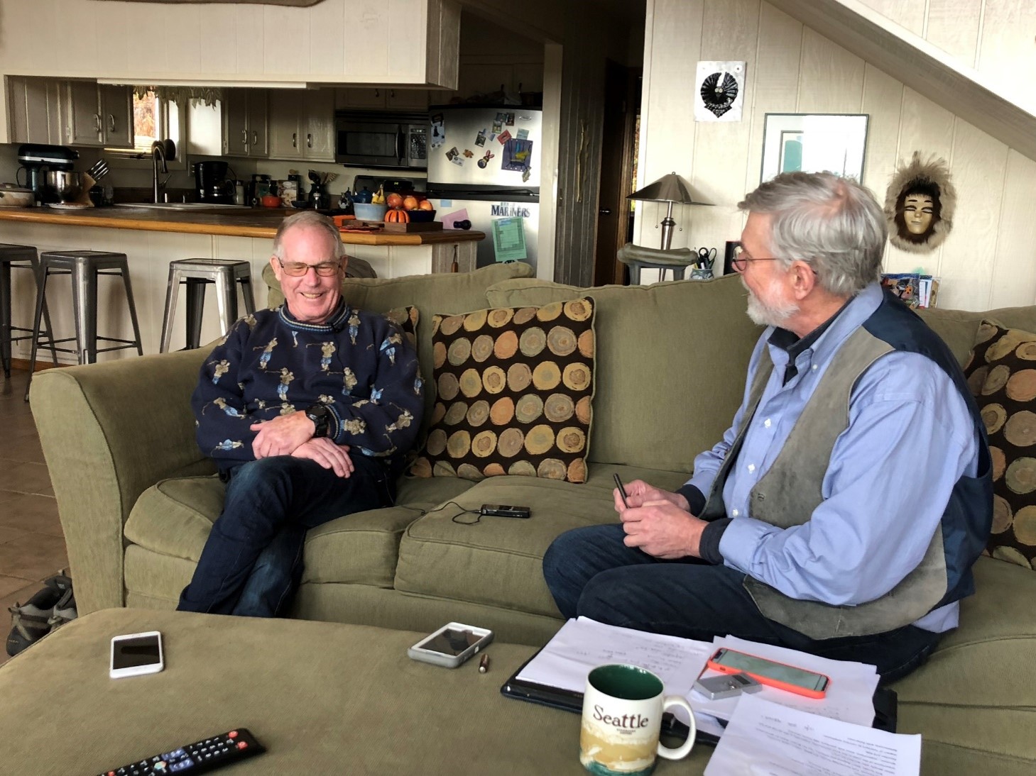 Bob King interviewing Gary Johnson, a former Diamond NN superintendent, 2017