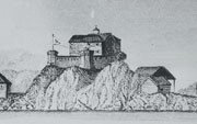 1837 illustration of Castle Hill by Belcher