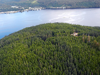 Parcels of Old Skid Road are on the left overlooking Thorne Bay.