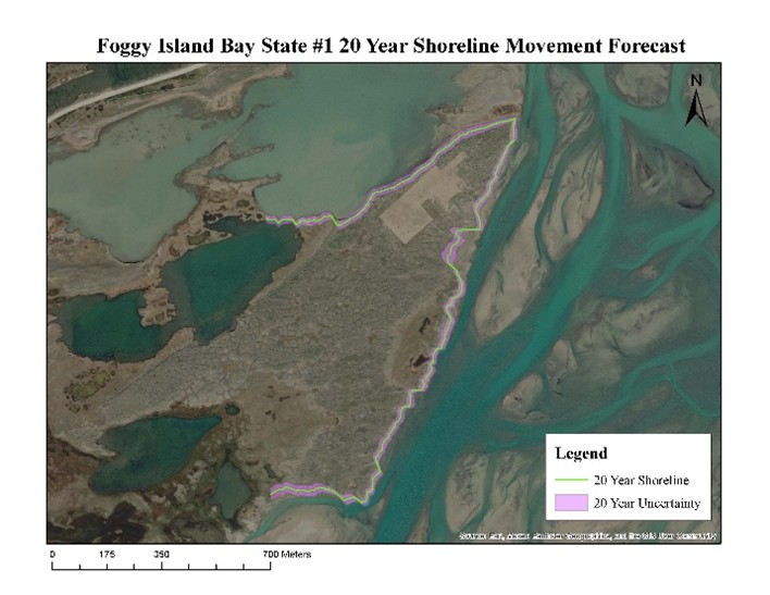 Foffy Island Bay State #1 20 Year Shoreline Movement Forecast