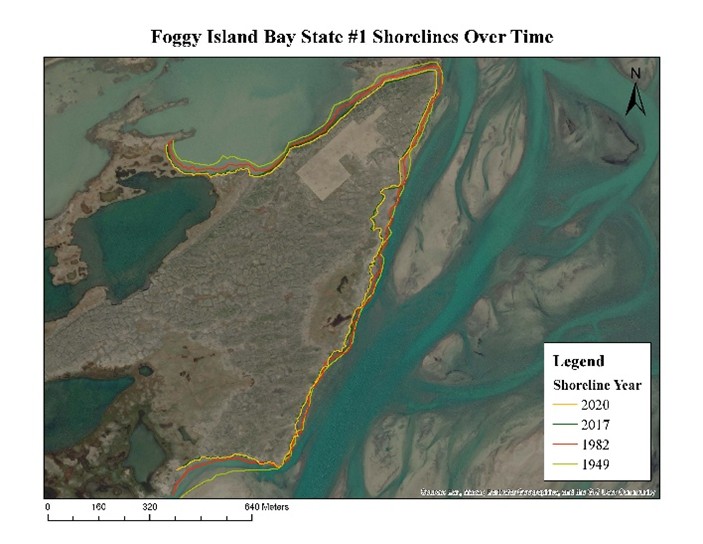 Foffy Island Bay State #1 Shorelines Over Time