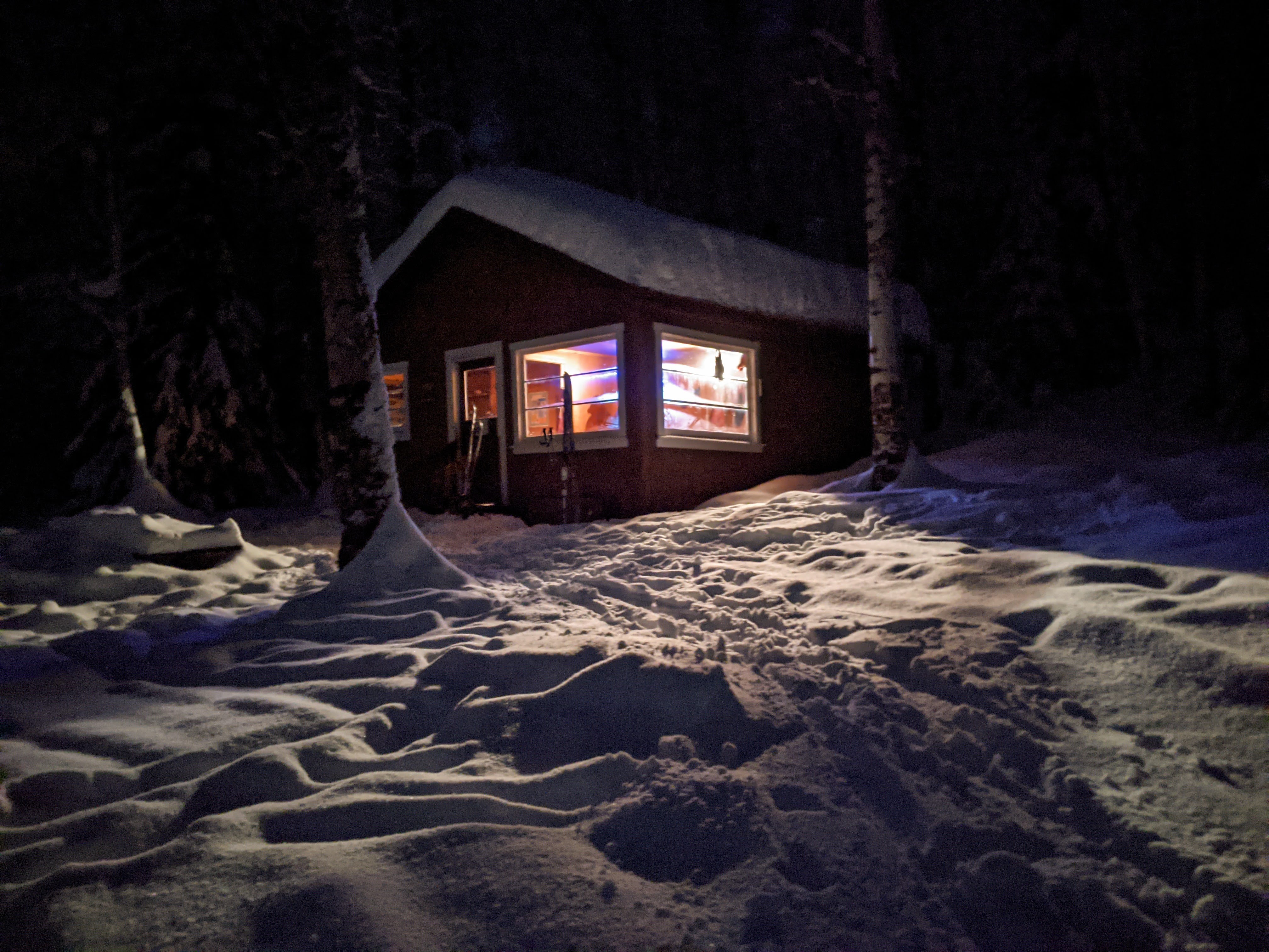 Night time photo of Nancy Lake Cabin #3