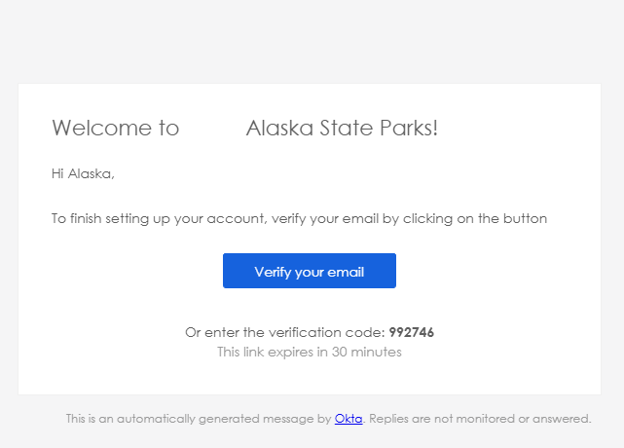 screenshot of the verification e-mail
