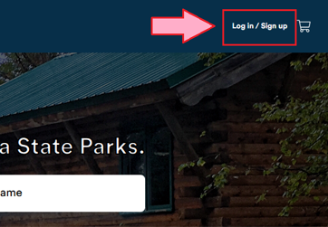 screenshot of Log in/sign up link found on page