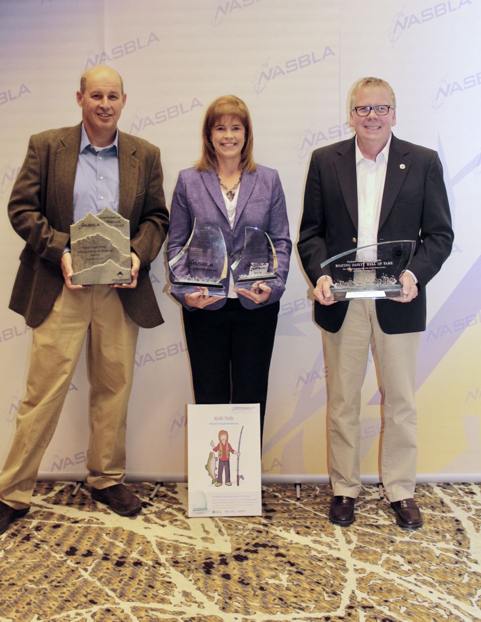 The Office of Boating Safety was recognized with three awards at the 2017 NASBLA conference. Education Specialist Kelli Toth was named the 2017 National Boating Safety Educator of the Year, the Office of Boating Safety was presented with the NASBLA Innovations Award, and Boating Law Administrator Jeff Johnson was inducted into the National Boating Safety Council's National Boating Safety Hall of Fame.