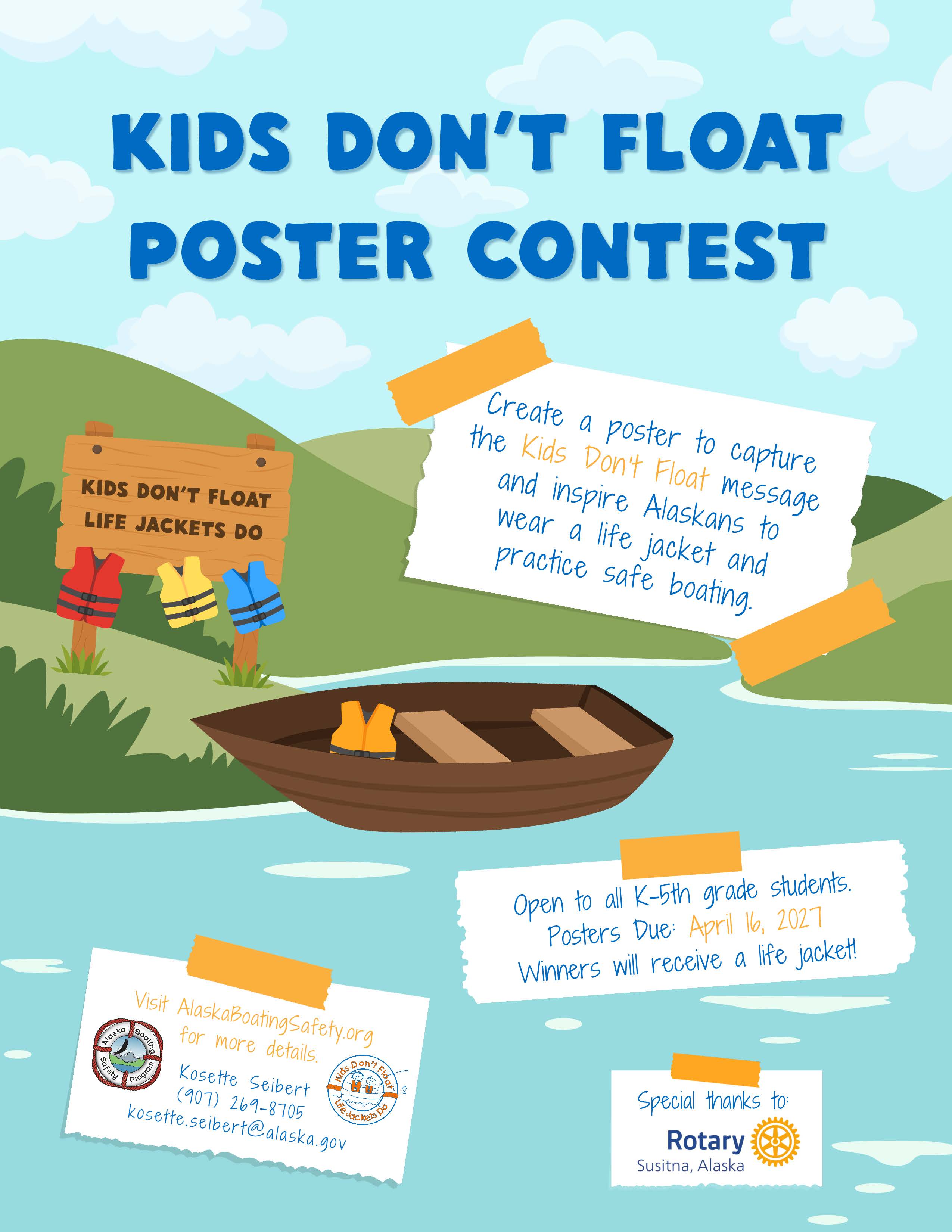2027 Kids Don't Float poster contest flyer