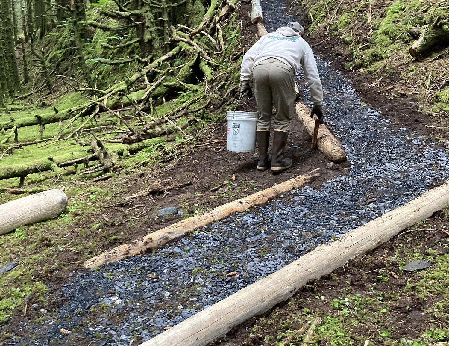 ACC doing trail repair work on trail border logs