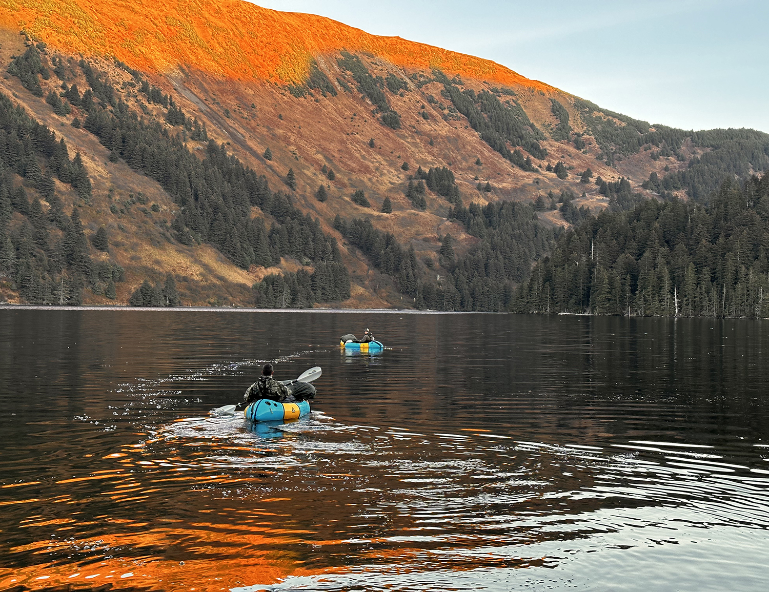 Parks staff kayaking to work location