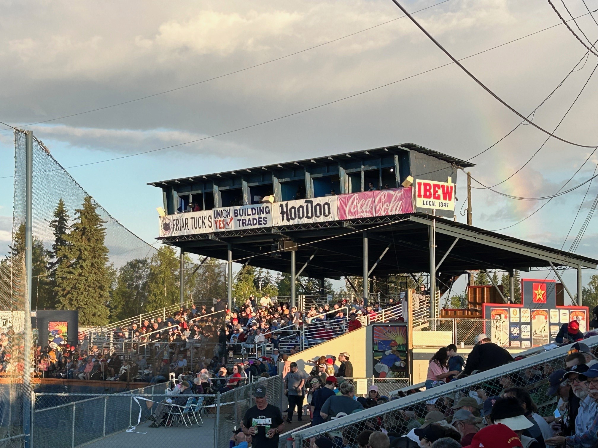 The Press Box at Growden Park is an enduring historic architectural feature that makes the field eligible for listing in the National Register of Historic Places. Photos taken at the Midnight Sun Game on June 21, 2024. Courtesy of the Office of History & Archaeology, Anchorage, Alaska.