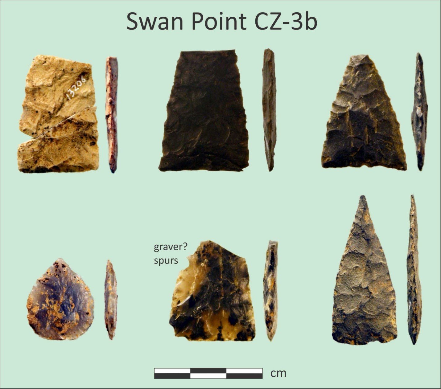 Swan Point EBt Phase 3, Cultural Zone 3b Chindadn type bifaces.