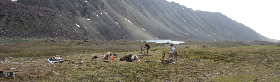 Archaeology field crews at a site dig at Tangle Lakes